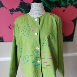 Green Embroidered Women's Jacket